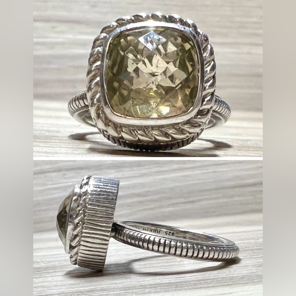Designer Judith Ripka Sterling Silver Pale Green Prasiolite Ring, Size 7.5 - Picture 1 of 13